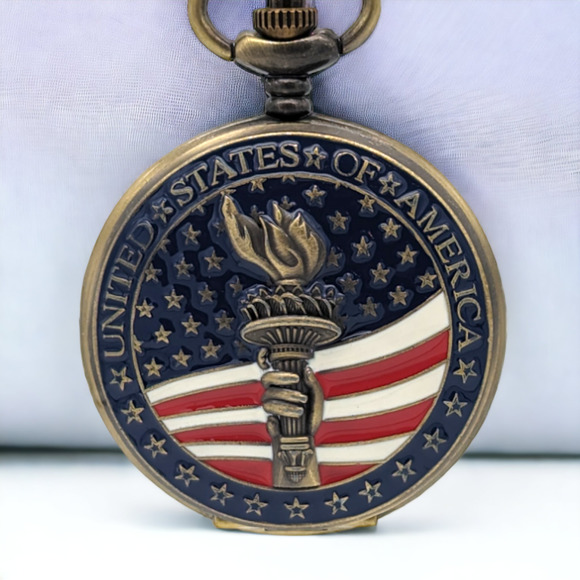 Pocket Watch Other - America Pocket Watch NEW Statue of Liberty Patriotic Democrat Republican Gift